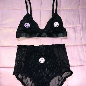 Lazy Oaf Lingerie Set- smiley faces